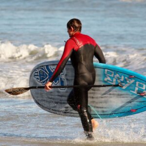 surfer, stand up paddling, sea, beach, surfboard, wet, sports, nature, wetsuit, paddle board